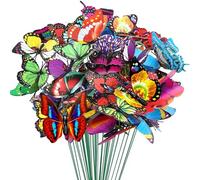 Woohome Set di 150 Pz Farfalle Decorative Giardino, 5 Dimensione Pali da Giardino con Farfalle e Libellule da Giardino per Esterni Cortile Terrazza Fioriera Vaso di Fiori Giardino Decorazione