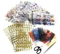 Woohome Set di 39 adesivi in resina, 37 pezzi, cerchi magici olografici trasparenti, adesivi e forbici per artigianato in resina UV