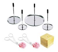 Woohome - Set di 7 decorazioni per unghie, 4 dimensioni, per torte e fiori, 2 forbici in plastica e 1 supporto in legno per fiori di glassa decorativa