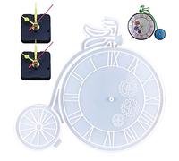 Woohome Stampi in Silicone Orologio, Stampo Epossidico per Orologio in Silicone in Forma Della Bicicletta, 2 Set Movimento Dell'orologio con Lancette per Decorazioni Casa di Orologi Fai Da Te