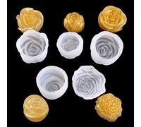 Woohome Stampi in Silicone per Resina 5 Pz Stampi in Silicone Fiori 3D, Stampo a Forma di Fiore Rosa in Silicone Stampo di Rosa Candela in Resina per Torta Cioccolato Sapone Candela