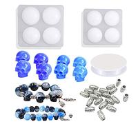 Woohome Stampi per Resina, Cranio Stampo Silicon Silicone Resina e Corda di Corda di Cristallo, Accessori per Gioielli per Bracciali, Orecchini, Ciondoli, Collane