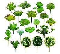Woohome Suculentas Plantas Artificiales, 20 Pz Verde Suculentas Artificiales Plantas Decorativas Artificiales Surtidas Suculentas para Balcon Escritorio Oficina Decoración de Pared, Hogar, Jardín, Interior