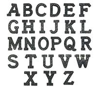 Woohome Toppa ricamata termoadesiva Applique Alfabeto DIY Strass Lettera A-Z Patch Lettere per Jeans, Giacche, Abbigliamento, Borsa, Nero e Colori AB Taglia unica