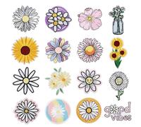 Woohome Toppa Termoadesiva, 16 Pz Fiore Ricamata Daisy Misto Patch per Vestiti, Applicazioni per Giubbotti, Maglietta, Jeans
