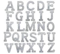 Woohome Toppa Termoadesiva Applique Lettera, Applique Alfabeto Strass A-Z Toppe per Vestiti Patch Termoadesiva Toppe per Giubbotti, Vestiti, Maglietta, Jeans, Zaini, Bianco