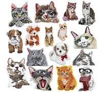 Woohome Toppe Termoadesive, 12 Pz Super Cute Cat e Cane Toppe Applique Termoadesive Carina Fai da Te Vestiti Patch Adesivi, per Maglietta Jeans Abbigliamento Borse