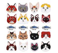 Woohome Toppe Termoadesive, 16 Pz Cat e Pesce Toppe Applique Termoadesive Carina Fai da Te Vestiti Patch Adesivi, per Maglietta Jeans Abbigliamento Borse