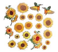 Woohome Toppe Termoadesive, 22 Pz Girasole Uccello Farfalla Toppe Ricamato Appliques Patch Applique Per Abbigliamento per Vestiti, Maglietta, Jeans