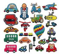 Woohome Toppe Termoadesive, 23 Pz Mongolfiera, Aeroplano, Sottomarino, Ferro da Stiro per Adesivi per Bambini Maglietta Abbigliamento (Colore 1)