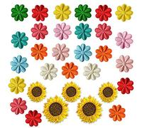 Woohome Toppe Termoadesive, 30 Pz Girasole Fiore Patch Termoadesiva Toppe da Cucire Applicazioni per Giubbotti, Vestiti, Maglietta,Jeans, Zaini