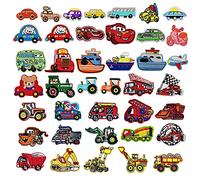 Woohome Toppe Termoadesive, 40 Pz Escavatore, Auto da Corsa, Camion dei Pompieri Toppe Applique Termoadesive Carina Fai Da Te Vestiti Patch Adesivi per Bambini Maglietta Abbigliamento