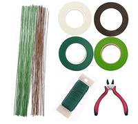 Woohome Verde e Marrone Stelo Filo Floreale Fiori Fioristi 26 Calibro, Nastro di Carta, Verde Pagaia Filo e Dispositivo di Taglio for Corsages, Bouquets, Flowers, Arrangements