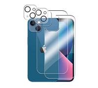 Wookfiss Back Pellicola (2) + Proteggi Lenti(2) per iPhone 13, Pellicola Protettiva Posteriore Full Coverage Vetro Temperato Anti-graffio Copertina Completa Durezza per iPhone 13
