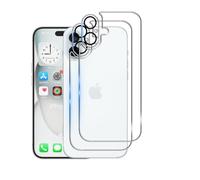 Wookfiss Back Vetro Temperato per iPhone 16 Plus, 2 Pezzi Back Pellicola Protettiva e 2 Pezzi Pellicola Fotocamera, Durezza 9H, HD Anti Graffio Film compatibile con iPhone16 Plus