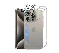 Wookfiss Back Vetro Temperato per iPhone 16 Pro, 2 Pezzi Back Pellicola Protettiva e 2 Pezzi Pellicola Fotocamera, Durezza 9H, HD Anti Graffio Film compatibile con iPhone16 Pro