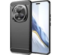 Wookfiss Cover per Honor Magic 6 Pro Silicone Custodia,TPU Design in Fibra di Carbonio Originale Custodia Nero Cover,Antiurto Antigraffi Sottile