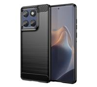 Wookfiss Cover per Motorola Moto Edge 60 Fusion/Edge 60 5G/ Edge 60 Pro Custodia, [Fibra di Carbonio] Morbido TPU Custodia, Anti Scivolo Anti Antiurto Case -Nero