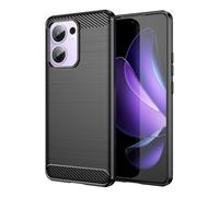 Wookfiss Cover per OPPO Reno 13 F / 13 FS 5G/4G Silicone Custodia,TPU Design in Fibra di Carbonio Originale Custodia Nero Cover, Antiurto Antigraffi Sottile