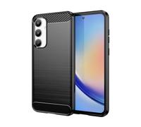 Wookfiss Cover per Samsung Galaxy A35 5G Silicone Custodia,TPU Design in Fibra di Carbonio Originale Custodia Nero Cover,Antiurto Antigraffi Sottile