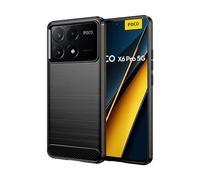 Wookfiss Cover per Xiaomi Poco X6 Pro 5G Silicone Custodia,TPU Design in Fibra di Carbonio Originale Custodia Nero Cover,Antiurto Antigraffi Sottile