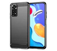 Wookfiss Cover per Xiaomi Redmi Note 11/ Note 11S Silicone Custodia,TPU Design in Fibra di Carbonio Originale Custodia Nero Cover,Antiurto Antigraffi Sottile