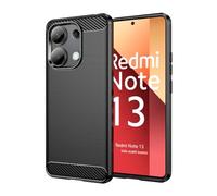 Wookfiss Cover per Xiaomi Redmi Note 13 4G Silicone Custodia,TPU Design in Fibra di Carbonio Originale Custodia Nero Cover,Antiurto Antigraffi Sottile