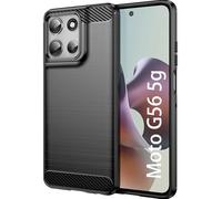 Wookfiss Custodia per Motorola Moto G56 5G Cover, [Fibra di Carbonio] Morbido Silicone TPU Custodia, Anti Scivolo Antigraffio Case per Motorola Moto G56 5G -Nero
