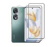 Wookfiss Vetro Temperato per Honor 90 5G, 2 Pezzi 3D Pellicola Protettiva+ 2 Pezzi Pellicola Fotocamera, Protettiva Anti Graffi HD Trasparenza Protettiva Film for Honor 90