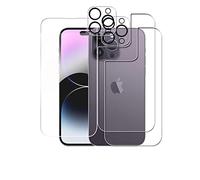Wookfiss Vetro Temperato per iphone 14 Pro Max Back Pellicola Protettiva(2)+Pellicola Protettiva(1) +Proteggi Lenti(2) Anti Graffi HD Trasparenza Protettiva Film for iPhone14 Pro Max