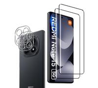 Wookfiss Vetro Temperato per Xiaomi Redmi Note 15 5G/POCO M8 5G, 2 Pezzi 3D Pellicola Protettiva+ 2 Pezzi Pellicola Fotocamera, Senza Bolle, Durezza 9H, Ultra Trasparente, Ultra Resistente