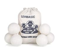 Wool Dryer Balls 6 Pack XL, 3" Genuine New Zealand Wool to Core, 100% Organic Fabric Softener Alternative, Baby Safe & Chemical Free, Riduce Wrinkles & Shorten Drying Time by LEVIBASIC (White-6pcs)