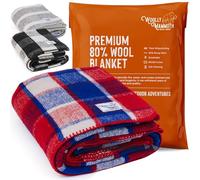 Woolly Mammoth Woolen Company Edizione limitata Agriturismo Collezione Freedom coperta di lana 66" x 90" Red/Navy/Crema Plaid