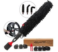 WOOLLYWORMIT - Spazzola Tutto in Uno con pulitore Integrato per Dadi e Dadi, in Microfibra di ciniglia Flessibile, Senza Parti Metalliche, Non graffia, per Pneumatici, Cerchioni, Motori, Moto