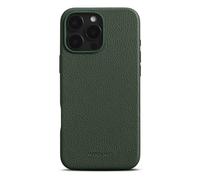 WOOLNUT Custodia in pelle per iPhone 16 Pro Max - Verde - Lussuosa custodia in pelle pieno fiore scandinava, compatibile con MagSafe, design sottile con protezione per fotocamera, display e bottoni in