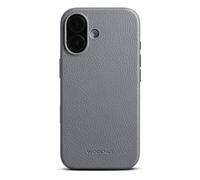 Woolnut Custodia in pelle per iPhone 17, colore grigio, stile scandinavo, compatibile con MagSafe, lati sottili in TPU, fodera in morbida microfibra, bordi rialzati per protezione dello schermo e
