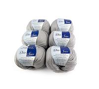 Woolove - Bio Soia - Gomitolo filato misto cotone e soia morbidissimo traspirante e lucente Fibre naturali vegetali Ideale per Ferri/uncinetto: 3.00/3.50 6pz Grigio Perla 505 300 gr