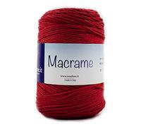 Woolove - Macramè Cordino in Cotone Ideale per Borse a Uncinetto - Accessori Fai da Te - Ferri/Uncinetto: 4.00/5.00, 80% Cotone Ecologico e 20% Fibre Ecologiche (1 Pezzo, Rosso 401)