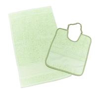 Woolove - Set asilo personalizzato con nome della tua bambina o del tuo bambino | Asciugamano Asilo e Bavaglino con Elastico | In Spugna di Cotone | Pratica Idea Regalo |Verde
