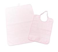 Woolove - Set asilo personalizzato con nome della tua bambina o del tuo bambino | Asciugamano Asilo e Bavaglino con Elastico | In Ciniglia di Cotone | Pratica Idea Regalo |Rosa