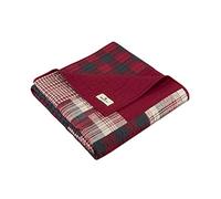 Woolrich Coperta trapuntata di lusso, stile di vita, patchwork con alce per tutte le stagioni, leggera e traspirante, comoda, per divano, 127 x 177,8 cm (larghezza x lunghezza), colore: rosso tramonto