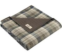 WOOLRICH Coperta trapuntata di lusso, stile di vita, patchwork con alci, per tutte le stagioni, leggera e traspirante, comoda, per divano, 127 x 177,8 cm (larghezza x lunghezza), colore: tortora