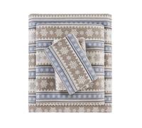 WOOLRICH Cotton Sheet Set Cottage Charms Print, 100% Cotton Flannel Sheets Warm & Fuzzy Bedding Set Cal King Size Sheets, Fitted Pocket Fits Up to 14" Mattress, Cal King Blue Snowflake, 4 Piece