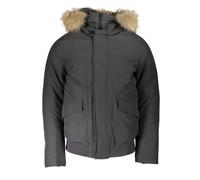 Woolrich Gray Cotton Men Jacket with Hood and Removable Fur - XL
