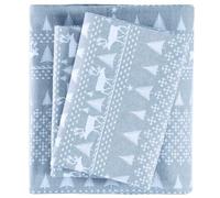 Woolrich Lenzuola in Flanella 100% Cotone Caldo Morbido Set di Biancheria da Letto con Tasca Elastica da 35,6 cm, con Federa Coordinata, Blu Inverno Gelo, King