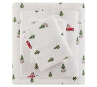 WOOLRICH Set di lenzuola in cotone con stampa di cottage charms, 100% flanella di cotone, lenzuola calde e sfocate, set di biancheria da letto king size, tasca con angoli per materassi fino a 35,6 cm,