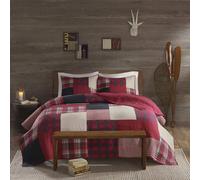 WOOLRICH Set di trapunte, stile cottage rovesciato a tinta unita, cotone, tramonto, rosso, intero/regina (233,7 x 243,8 cm)