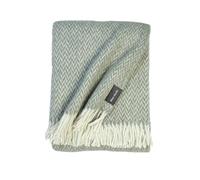 WoolStudio - Coperta in lana naturale, 130 x 170 cm, 100 % lana d'agnello, lussuosa, resistente e versatile, perfetta per casa, viaggi e avventure all'aria aperta (spina di pesce, verde olio, 130 x