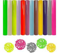 WOOLUCK® 12 pezzi 3D Vinile termovinile per tessuti,Permanente Pellicola Autoadesiva in Vinile Plotter per Magliette Fai-Da-Te,30,5x25cm