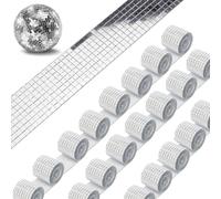 WOOLUCK® 20 rotoli/32000 pezzi Mini Specchio Mosaico Vetro,Mosaico Specchio Autoadesive Quadrate, per DIY, Palla da Discoteca, Cucina, Bagno, KTV (Argentato)